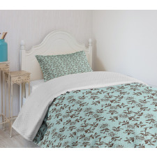 Curly Branches of Flowers Bedspread Set