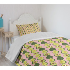 Halved Tropic Fruit Pattern Bedspread Set