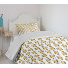 Alcoholic Drink in Mug Pattern Bedspread Set