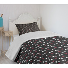 XO Acronym and Striped Hearts Bedspread Set