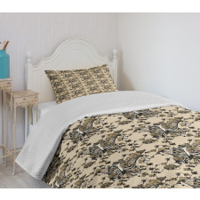 Ribcage Fall Roses Butterfly Bedspread Set