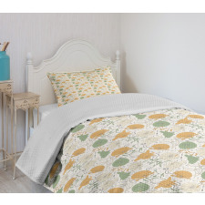 Curlicue Graceful Flowers Bedspread Set