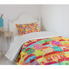 Colorful Houses Bedspread Set