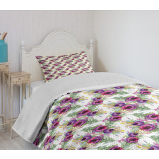 Watercolor Bouquet Leaves Bedspread Set