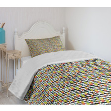 Exotic Feathers on Stripes Bedspread Set