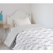 Ships and Waves Maritime Art Bedspread Set