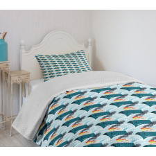 Ship Waves Circular Vapour Bedspread Set