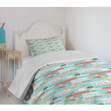 Cold Seasonal Concept Words Bedspread Set