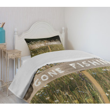 Sign Pole Among Field Bedspread Set