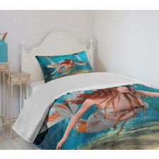 Magic Aqua Sea Lily Bedspread Set