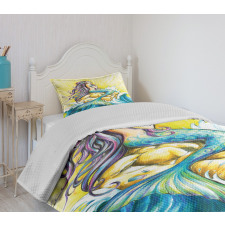 Fantasy Woman on Rock Bedspread Set