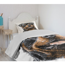 Hand Drawn Image of Dog Bedspread Set