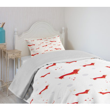 Dog with Hearts and Dots Bedspread Set