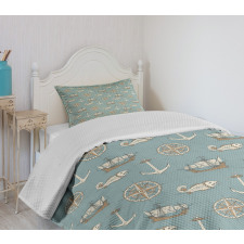 Retro Nautical Elements Art Bedspread Set