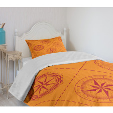 Windrose in Rhombuses Bedspread Set