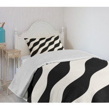 Retro Art Wavy Lines Pattern Bedspread Set