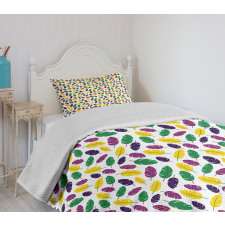 Symbolic Mardi Gras Design Bedspread Set