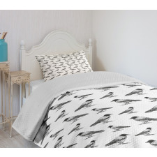 Sketchy Monochrome Bird Bedspread Set