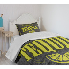 Vintage Alcohol Themed Text Bedspread Set