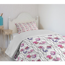 Flowers on Thin Branches Art Bedspread Set