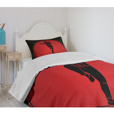 Man Silhouette Pose Round Bedspread Set