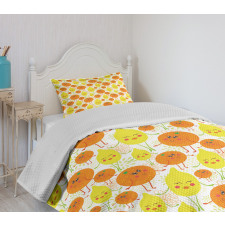 Cheerful Lemon and Orange Bedspread Set