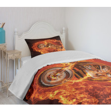 Motorbike in Fire Bedspread Set