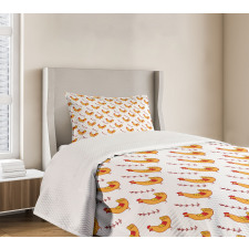 Doodle Chickens and Branches Bedspread Set