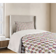 Skulls with Flowers Bedspread Set