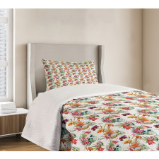 Lilies Blossoms Skull Bedspread Set