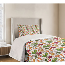 Sketchy Painted Foods Bedspread Set