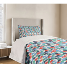 Colorful Cartoonish Piranha Bedspread Set
