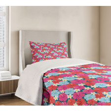 Vivid Tones Hibiscus Flowers Bedspread Set