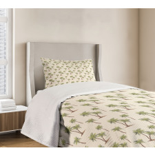 Simplistic Palms Pattern Bedspread Set