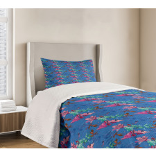 Blooming Lilies and Phloxes Bedspread Set
