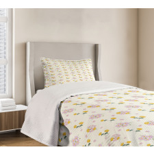 Cosmee and Zinnia Flowers Bedspread Set