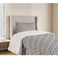 Monochrome Outline Flowers Bedspread Set