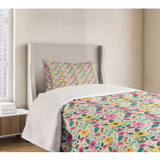 Doodle Peonies Berries Leaves Bedspread Set