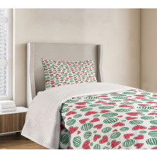 Watermelon Fruit Heart Slices Bedspread Set