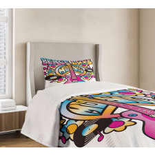 Peace Love Vinyl Music Bedspread Set