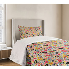 Cartoon Style Monsters Bedspread Set