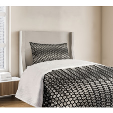 Halftone Hexagons Flowers Bedspread Set