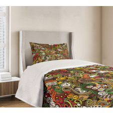 Doodle Style Art Bingo Bedspread Set