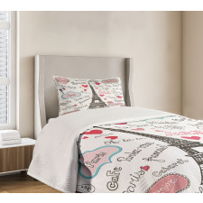 Paris Letter Heart Bedspread Set