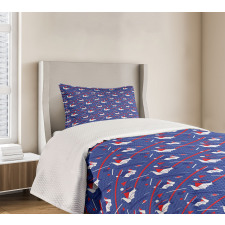 Origami Swans Seigaiha Waves Bedspread Set