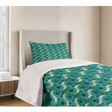 Aloha Summer Leaves Hibiscus Bedspread Set