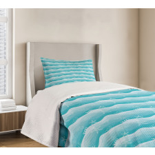 Fishes on Ombre Sea Waves Bedspread Set