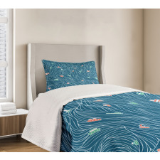 Waves and Ships Cartoon Bedspread Set