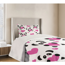 Love Pandas Hearts Bedspread Set