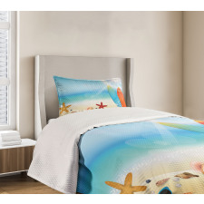 Sand Beach Surfboard Bedspread Set